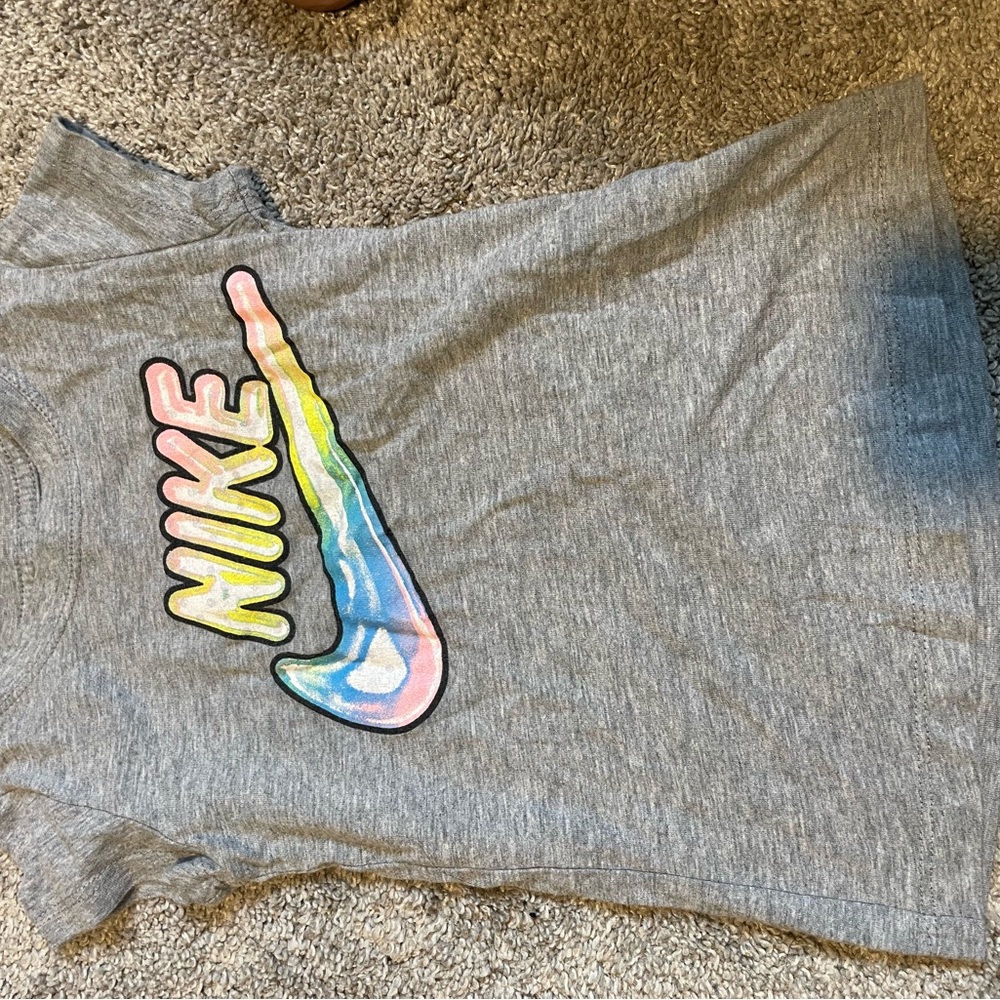 Nike Heather Gray Tee with Rainbow Logo